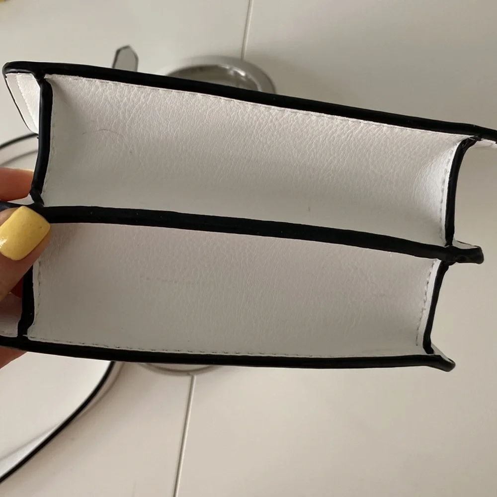 Zara mini tote white leather metallic handles crossbody bag - Picture 7 of 9